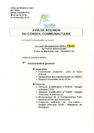 Ordre du jour du 28 septembre 2026