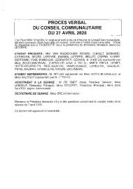Procès verbal du Conseil Communautaire du 27 avril 2026